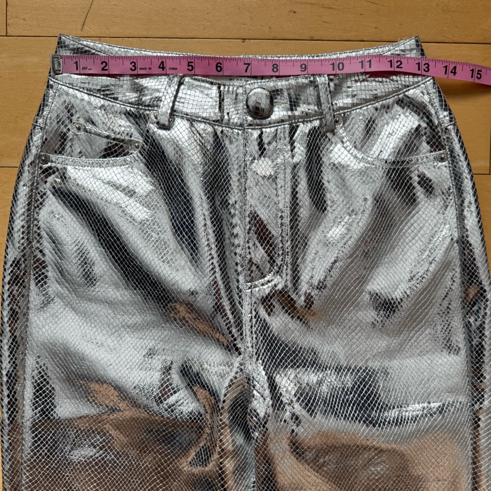 NWT 4th + Reckless Philo Trouser, silver, snake skin, Sz XS, club party rave era - Picture 11 of 15